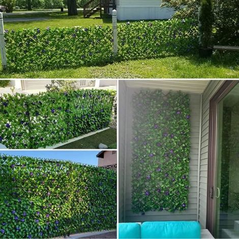 Clôture de jardin en lierre artificiel extensible - - 40cm - PVC souple - Blanc (1/4)