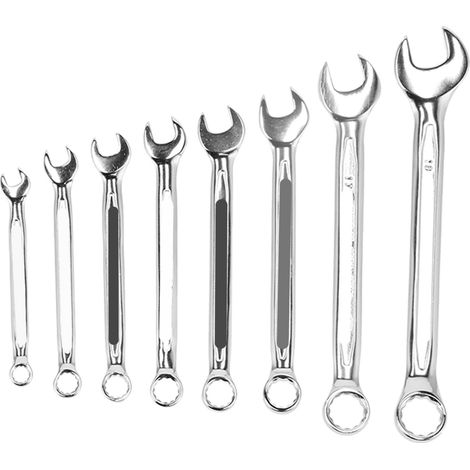 Clé mixte à double tête (lot de 8) en acier au chrome-vanadium, outils de réparation manuels (1/5)
