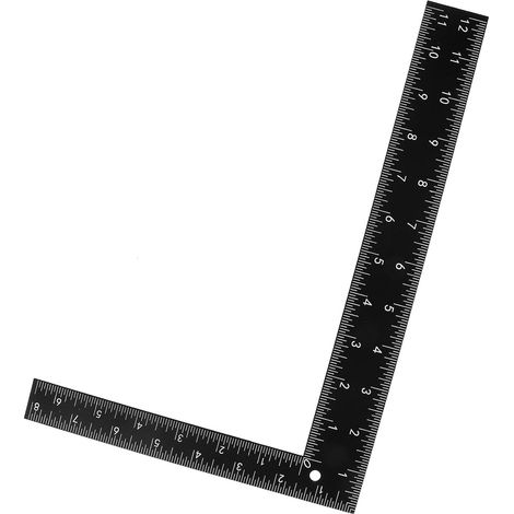 Équerre de Charpentier en Acier Noir Compacte et Légère, Outil de Mesure Précis pour Travail du Cuir et Architecture Règle à Dessin à Angle Droit (1/5)