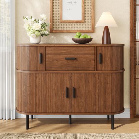 Buffet à deux niveaux avec portes coulissantes, commode, meuble de rangement, buffet de salon (1/5)