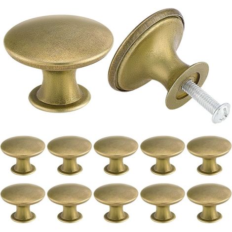 24 Pack Vintage Chic Antique Brass Cabinet Knobs for Kitchen Cupboard - 30mm