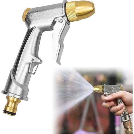 Pistolet d'arrosage avec Buse en Laiton,Pistolet d'arrosage Métal,Pistolet Arrosoir,Pistolet à Eau de Jardin Robuste,Pour le lavage des Voitures et l'arrosage des Pelouses