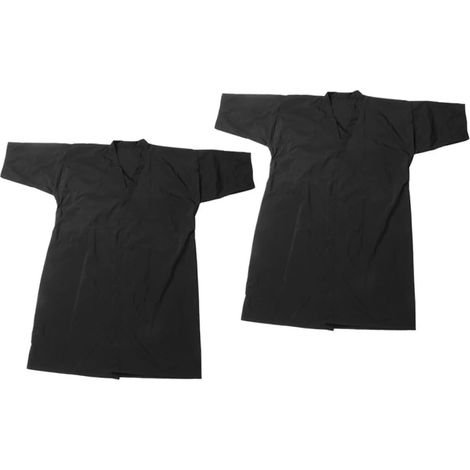 Peignoir de Salon de Coiffure 2 Pièces en Nylon Noir, Taille Ajustable (1/5)