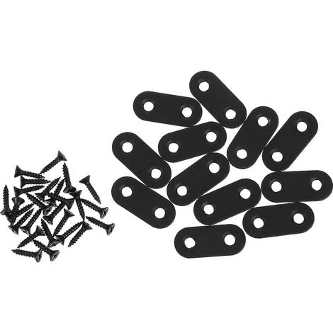 Lot de 12 équerres d'angle en métal noir, plaques de réparation robustes en acier inoxydable pour étagères et armoires en bois (1/5)