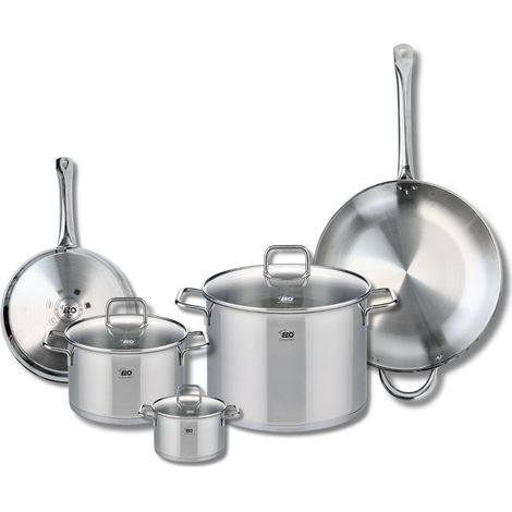 Ensemble de 2 Poêles de cuisson 24 et 32 cm et 3 faitouts 12, 20 et 26 cm Elo Profi Citrin (1/5)
