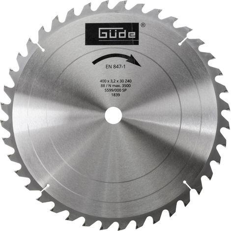 Güde Kreissägeblatt HM 400x30mm 40Z Hartmetall Sägeblatt Holzsägeblatt Brennholz (1/3)