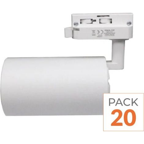 Spot LED sur Rail Monophasé CCT 30W 60° Blanc - 3000K/4000K/6500K - Pack de 20 - SILAMP (1/2)