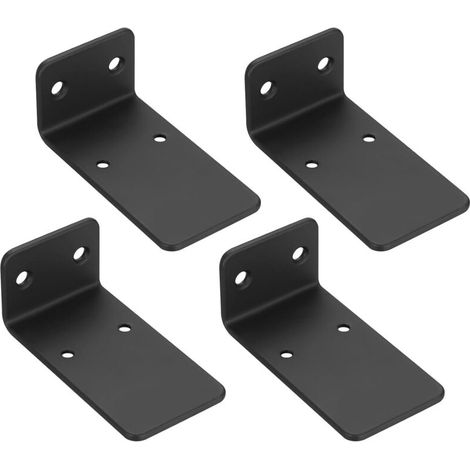 4 Pièces Equerre Etagere Murale, 90mm Support Etagere Murale , Supports d'étagères Flottants a L, Equerre Metal Noir, Support étagère Murale Fixation Etagere Invisible pour Étagères (1/5)