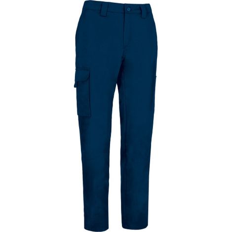 Pantalón de trabajo multibolsillos, en tejido sarga puntos reforzados VALENTO ORION L Azul marino orión