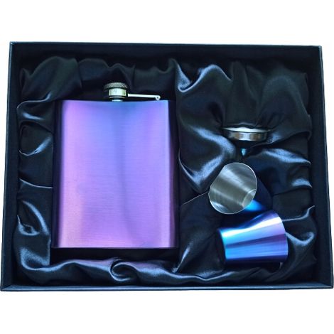 Juego de petaca arcoíris con dos vasos de chupito en una elegante caja. (1/2)