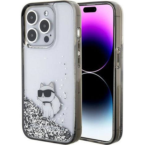 Karl Lagerfeld Liquid Glitter Choupette - iPhone 15 Pro Max Hülle (Transparent) (1/5)