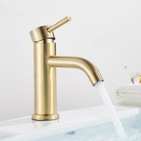 Matte black bathroom sink faucet, hot and cold wash mixer tap, stainless steel deck-mounted sink faucet (1/5)