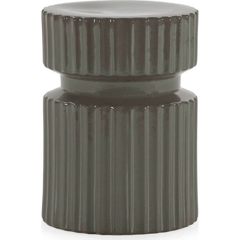 Tabouret en céramique gris cannelé - gris brillant (1/4)