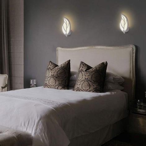 Applique murale LED en forme de feuille - Design moderne en métal et acrylique - Chambre à coucher, couloir, salon - Puissance 7 W (lumière chaude) (1/4)