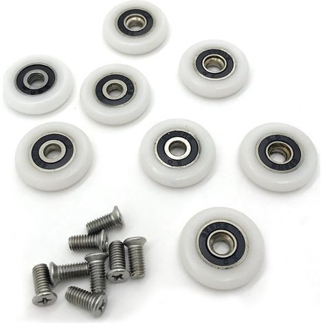 8 pezzi puleggia per porta doccia, rotelle per porta scorrevole doccia, rulli da 19 mm antiruggine per cabina doccia, robusti e durevoli per porte in vetro di bagno e cabina doccia (1/4)