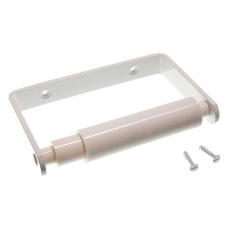 Lot de 8 porte-rouleaux de papier toilette en métal blanc avec rouleau à ressort noir + vis (1/2)