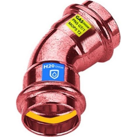 CURVA IN RAME A PRESSARE 45° FF ACQUA/GAS Diam. 22