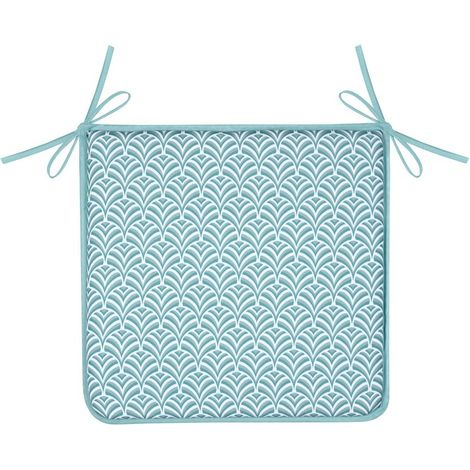 Galette de chaise bleu 38x38 cm motif graphique