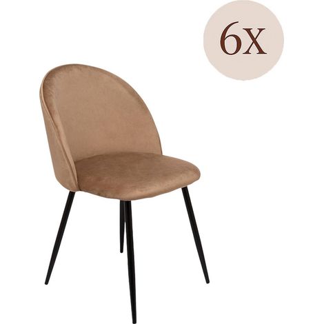 6er-Set Achito-Stühle, Samtpolstersessel, Gepolsterter Esszimmerstuhl, Konferenzstuhl, 51x54h82 cm, Beige