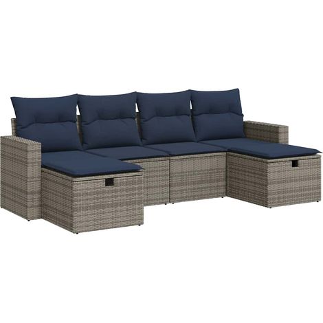 Maison Exclusive - 6-tlg. Garten-Sofagarnitur mit Kissen Grau Pol