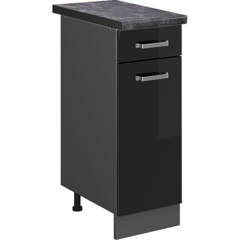 Meuble cuisine R-Line, Noir Haute brillance, 30 cm , PT Anthracite, Vicco