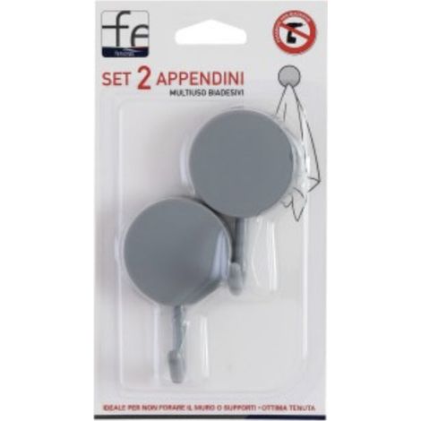 Jeu de 2 cintres multi-usages double-face en plastique gris