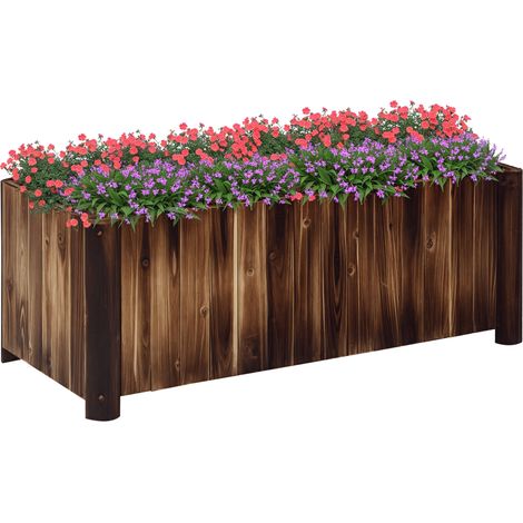 Outsunny Wooden Raised Garden Bed with Drainage Gaps