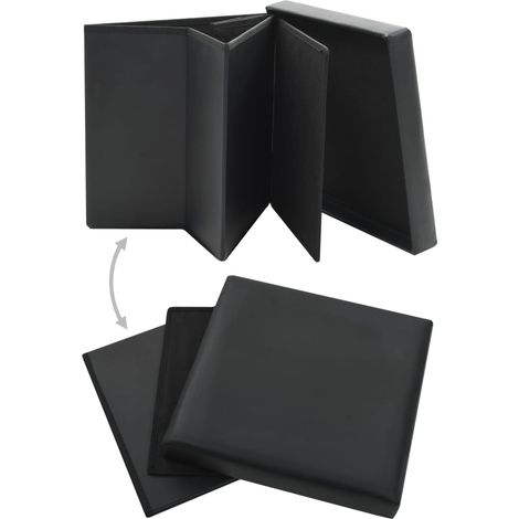 vidaXL Taburete con almacenaje plegable cuero sintético negro (1/2)