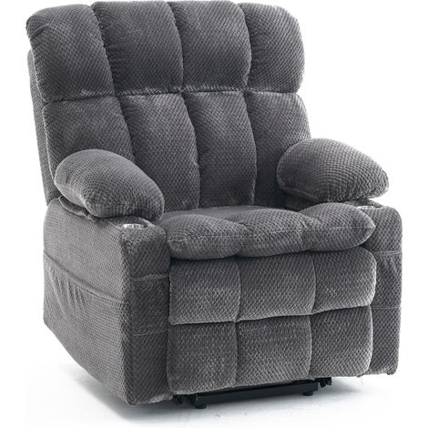 Sillón de TV eléctrico ajustable con dos motores y ayuda para levantarse para la sala de estar, sillón de lectura, sillón reclinable estilo reclinable, sofá individual multifuncional (Gris) (1/5)