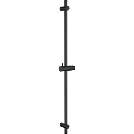 Detbom – Barre de douche 90 cm en acier inoxydable noir mat – Support de douchette antidérapant – Résistante à l'humidité et à la corrosion