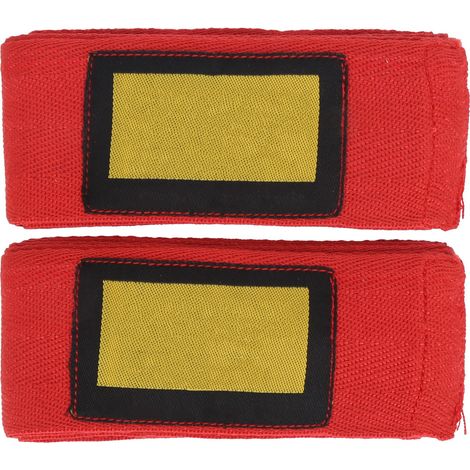Paire de bandes de boxe en coton élastique pour arts martiaux, Muay Thai, hommes et femmes, rouge. (1/5)