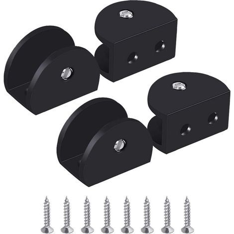 ZOLGINAH Glasklemmen, 4 Stück, Glasregalhalterung, schwarze Glasregalhalterung, verstellbare Glasregalbefestigung, halbrund, Aluminiumlegierung, für 10–12 mm dickes Glas (1/5)