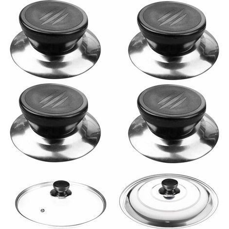 4 piezas de perillas para tapas, manijas para tapas de sartenes, cubiertas para perillas de tapas de ollas, manijas para tapas de ollas, aptas para hervidores, sartenes y tapas de utensilios de cocina (1/5)