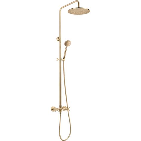 Colonne de douche avec mitigeur mécanique 2 voies coloris laiton brossé Deante Temisto NACM4QT Laiton brossé (1/5)