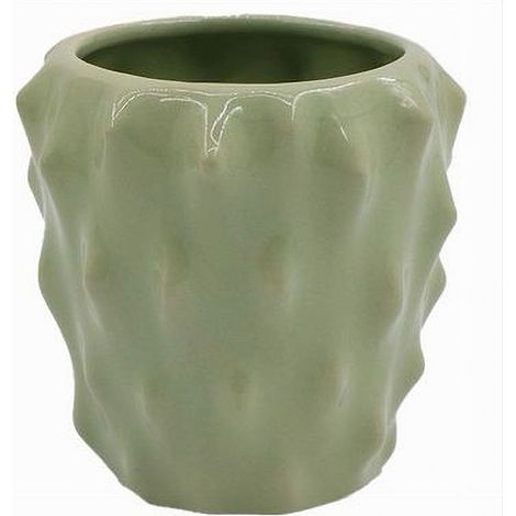 Cleafe - Bicchiere Porta Spazzolini Ceramica Verde Effetto Cactus Accessorio Bagno 79934 - (1/2)