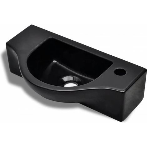 Lavabo Vasque à poser à trou Luxueux, pour robinet céramique Bac à laver, Noir OIB7281E (1/5)
