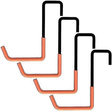 Crochets de charpente robustes Dww, grands crochets en S, supports pour vélos et échelles, organisateur de rangement pour garage, revêtement en vinyle, orange, lot de 4 (1/4)