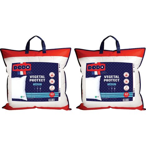 Lot de 2 oreillers DODO anti acariens naturel - 60 x 60 cm - VEGETAL PROTECT