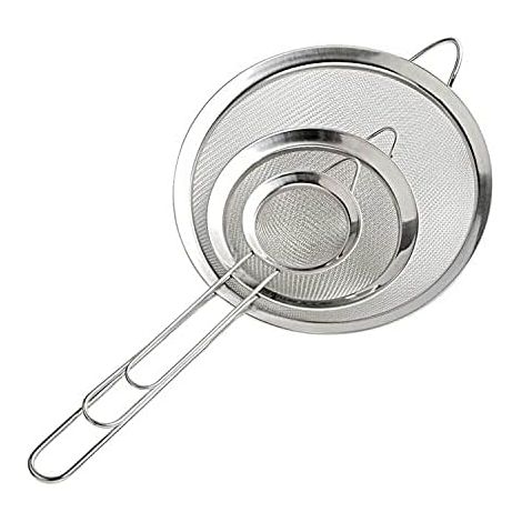 3PCS 7/12/18CM Tamis Maille Fine/Passoire Mailles avecpoignée passoire Cuisine pour égoutter Nouille/Riz/Légumes/Blanc d'œuf etc (1/2)