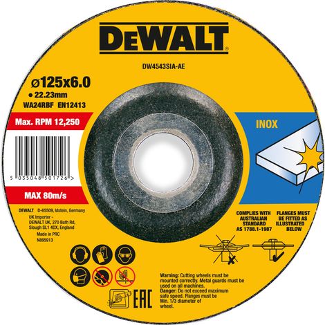DEWALT High Performance Schruppscheibe 125x6x22,23mm Inox Typ 42 (gekröpft) DW4543SIA-AE