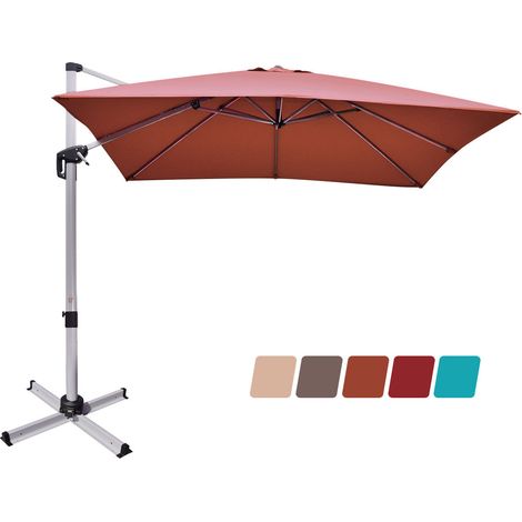 Parasol voladizo 300 x 300 cm rotación de 360° inclinación ajustable estilo contemporáneo poliéster teñido en naranja 200019223