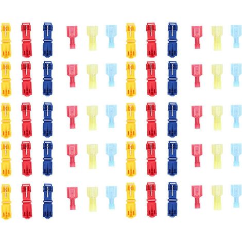 Elektrische T-Abzweigverbinder-Sets, Schnellverbinder-Crimpklemmen, nylonummantelt, vollisoliert, Stecker, Flachsteckverbinder (1/4)