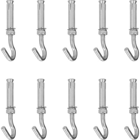 10 boulons à tête ouverte en acier inoxydable avec crochets d'expansion pour fixations murales et cimentières M8 (1/5)