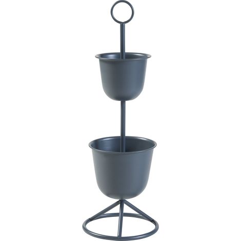 Supporto per piante da esterno 77 x 26 cm 2 vasi neri 030010328