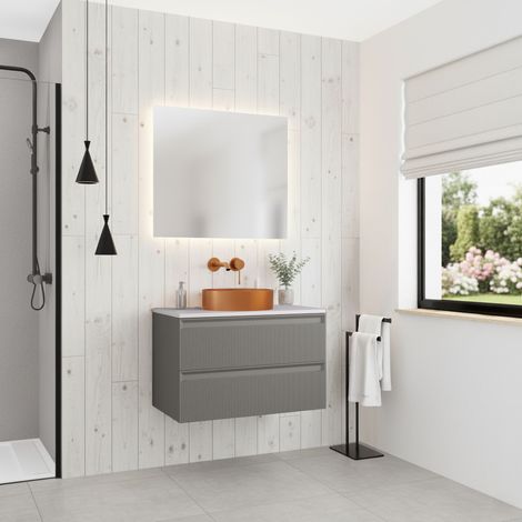 Nuevo mueble de baño 80 cm, gris oscuro (CERAMIA-3DG80)