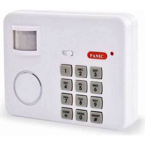 Allarme wireless, rilevatore di movimento a 100° e 5 m, sirena da 90 dB, campanello, tastiera, pulsante antipanico, ABS, 3 batterie AA, facile installazione, casa, garage, ufficio -Crezuo