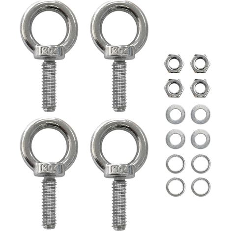 4 Pièces Ensemble de Boulons À Anneau M10, Acier Inoxydable 304 avec Écrous de Blocage et Rondelles, Anneau Inox avec Rondelle et Écrou, pour Applications de Levage et de Fixation Robustes (M1030mm) (1/5)
