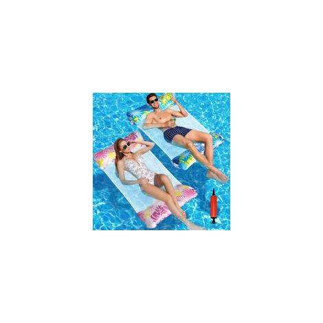 Set mit 2 aufblasbaren Hängematten, schwimmendes Hängemattenspielzeug für Erwachsene, 4-in-1 Pool-Schwimmhilfe für Erwachsene, aufblasbare Poolmatratze, mit 1 manueller Luftpumpe, für Strandpartys usw (1/5)