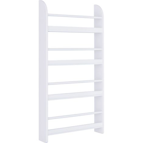 Bibliothèque murale à 4 étagères, bibliothèque pour enfants idéale pour la maison ou le bureau, charge maximale de 30 kg, 59 x 12 x 113 cm, blanche (1/5)