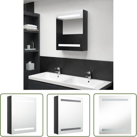 The Living Store LED-Bad-Spiegelschrank Glänzendes Schwarz 50x14x60 cm - LED-Spiegelschrank - Badezimmerspiegel - Kosmetikspiegel - Wandregal - Aufbewahrungsschrank (1/5)